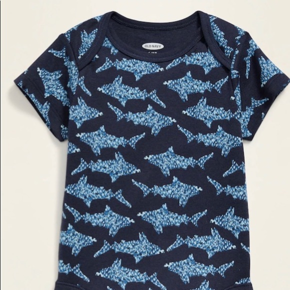NWT 2xSet Baby Short-Sleeve Shark Print Bodysuit - Picture 2 of 5